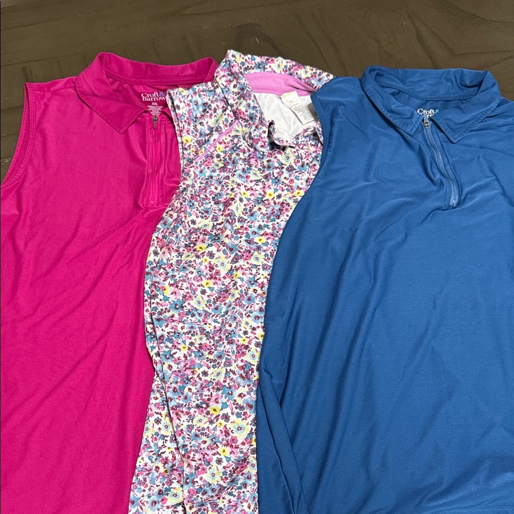 Women's Athletic Sleeveless Golf Polo - Pink, Floral, Blue